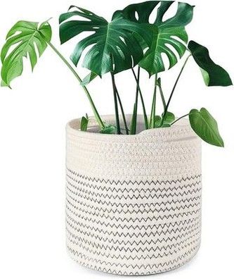 Tenn Well 20 cm Indoor-Topf für Pflanzen mit Einsatz, Baumwolle Schwarz und Weiß
