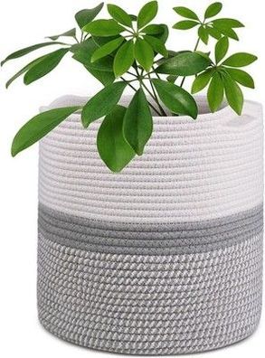 Tenn Well 30cm Blumentopf mit Einsatz, Baumwolle, Innen-Pflanzgefäß, Weiß & Grau