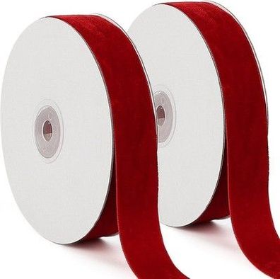 tenn well Samtband Rot, 25mm x 18m Weiches Luxuriöses Samtband Geschenkband Deko