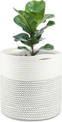 Tenn Well 30cm Blumentopf mit Einsatz Baumwolle Innen-Pflanzgefäß Schwarz & Weiß