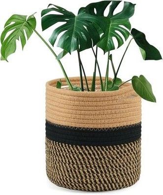 Tenn Well 20 cm Indoor-Topf für Pflanzen mit Einsatz, Baumwolle Schwarz & Braun