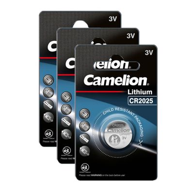3x Camelion CR2025 CR 2025 3V Lithium Knopfzellen Batterien 1er Blister