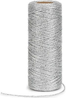 100 m Metallic-Silber Schnur, 1 mm Weihnachts Metallic Kordel, Wickelschnur Deko
