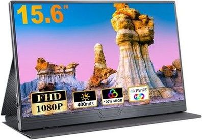 Portable Monitor, 15,6 Zoll Tragbarer Mobiler IPS Bildschirm, FHD 1920x1080 HDR
