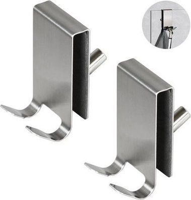 2 Stück Handtuchhalter Dusche Glaswand, Doppelseitige Duschhaken für Glaswand