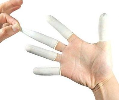 YIQI 200 Stück Fingerschutz Abdeckungen Einweg Latex Fingerlinge Antistatisch