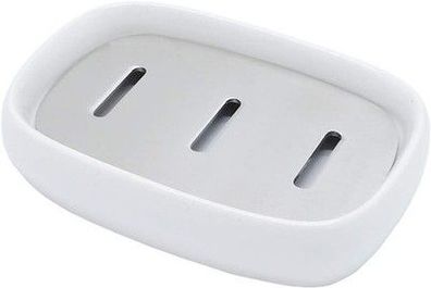 Keramik Seifenschale, Edelstahl Seifenhalter für Bad und Dusche, Double Layer