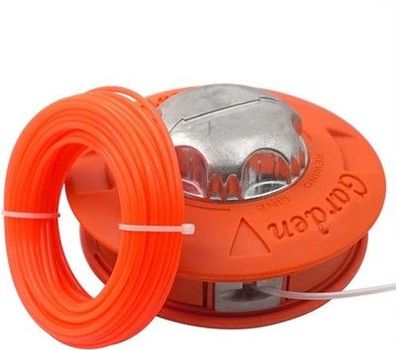 Rasentrimmer-Ersatzspulenkopf M10 x 1,25, Linksgewinde mit 15 m 2,4 mm Orange
