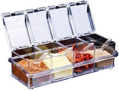 4 Stück Würze Box, Transparente Salz Gewürz Jar Flaschen Aufbewahrungsbehälter