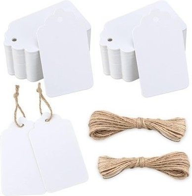 jijAcraft 200 Stück Kraftpapier Anhänger, Geschenkanhänger Etiketten 7x4 CM DIY