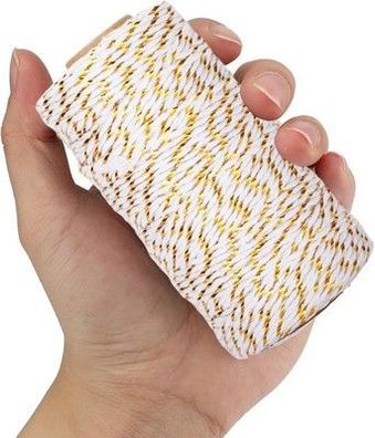 jijAcraft Bäcker Bindfäden, 100M Weiß Baumwollschnur mit Goldschnur, 2MM, Deko