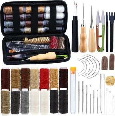 43 Stück Leder Nähen Set, Leder Werkzeug Set, Nähen Werkzeug mit 14 Farben