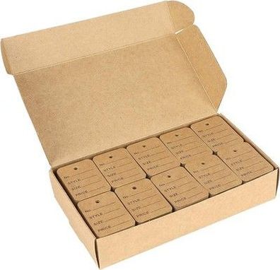 jijAcraft 1000 Stück Preisschilder Etiketten Anhänger Preis 35mm x 50mm, braun