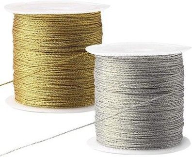 2 Rolle Metallic Kordel, 100 Meter Kordel Craft Cord Goldenes Kordelband Schnur