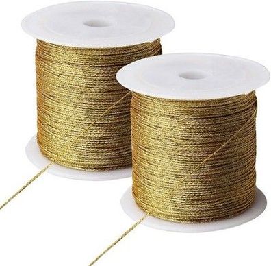 2 Rolle Metallic Kordel, 100 Meter Kordel Craft Cord für Geschenkpapier
