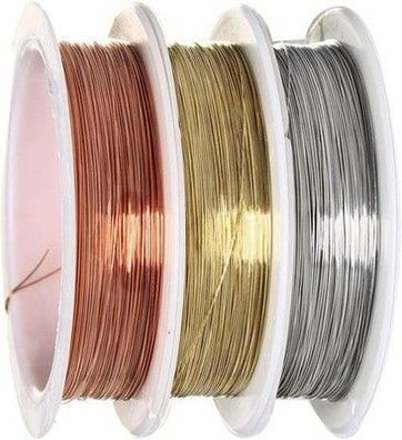 nuoshen Schmuckdraht, 0,3 mm, Kupferdrahtrolle, zur Schmuckherstellung, 3 Rollen
