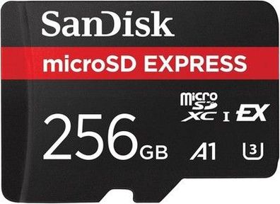 SanDisk microSD Express Speicherkarte 256 GB (5,3K, 4K UHD & RAW-Bildaufnahmen)