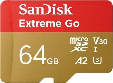 Sandisk 64GB Extreme Go Micro SDXC Karte (bis zu 200 MB/s 5K, 4K UHD, V30)