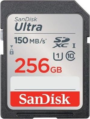SanDisk Ultra SDXC UHS-I Speicherkarte 256 GB (Full HD-Videos, U1, C10, V10)