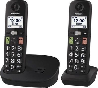 Panasonic KX-TGU112EXB digitales schnurloses Telefon, 2 Mobilteile, in schwarz