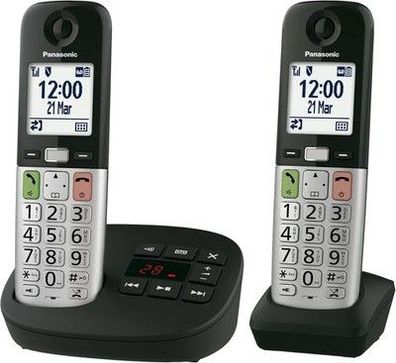 Panasonic KX-TGU432EXB digitales schnurloses Telefon, 2 Mobilteile, Basisstation
