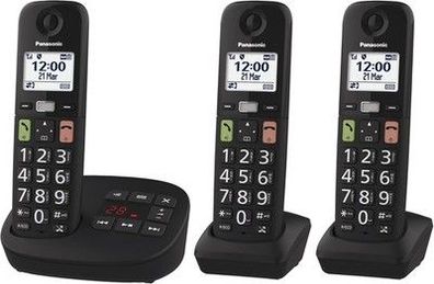 Panasonic KX-TGU133EXB digitales schnurloses Telefon, 3 Mobilteile, in schwarz