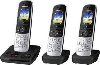 Panasonic KX-TGH723GS Schnurlostelefon mit Anrufbeantworter 3er Set (schwarz)