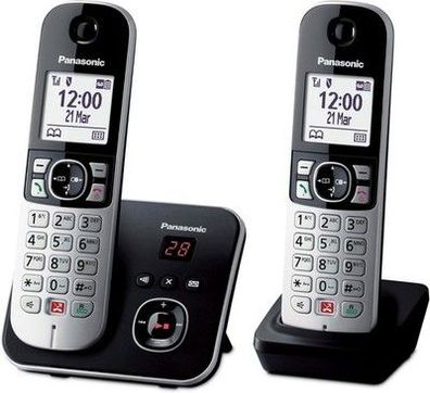 Panasonic KX-TG6862GB Schnurlostelefon mit 2 Mobilteilen und Anrufbeantworter