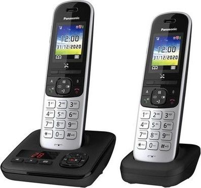 Panasonic KX-TGH722GS Schnurlostelefon Duo mit Anrufbeantworter (DECT, schwarz)
