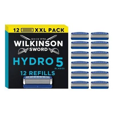 Wilkinson Sword Hydro 5 Rasierer Männer, 12 Ersatzklingen, umklappbarer Trimmer
