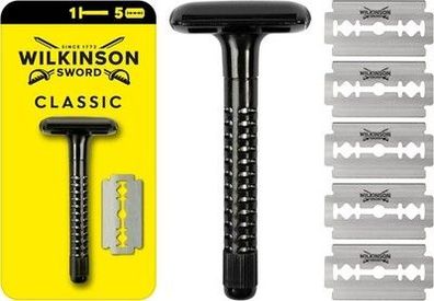 Wilkinson Sword Classic Herren Rasierer mit 5 Rasierklingen 1 Stück, Männer