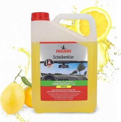 NIGRIN Scheibenklar Konzentrat 1:4 Citrus | 3 Liter | Reinigungszusatz ab 5°C