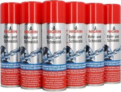 NIGRIN Bohr- und Schneideöl, 6 x 250 ml, hochdruckstabiles, silikonfrei, braun