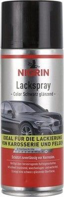 NIGRIN Lackspray 400ml schwarz glänzender Autolack, schützt Felgen & Karosserie