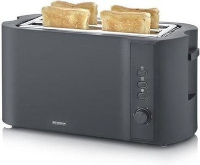 Severin Toaster Langschlitz 4 Scheiben mit integrierten Brötchenaufsatz, AT 2591
