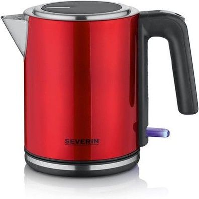 Severin Wasserkocher 1 L, elektrischer Wasserkocher, Kalkfilter, 2.400 W, Rot