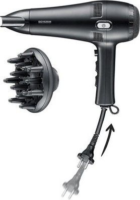 Severin Haartrockner mit Kabeleinzug, 1,8m Kabel, 2.100 Watt, schwarz, HT 0165