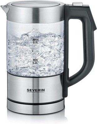 Severin Digitaler Mini Glas Wasserkocher, kompakt, 0,5L, Edelstahl, WK 3458