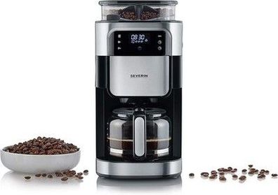 Severin Kaffeemaschine mit Mahlwerk, Kaffeeautomat mit Glaskanne, 1000 Watt