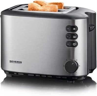Severin Automatik-Toaster mit 2 Toastschlitzen, mit Brötchenaufsatz, Edelstahl