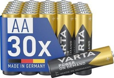 VARTA Batterien AA, 30 Stück, Power on Demand, Alkaline, 1,5V, Vorratspack