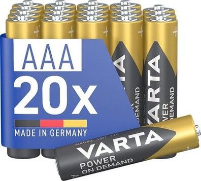 VARTA Batterien AAA, 20 Stück, Power on Demand, Alkaline, 1,5V, Vorratspack