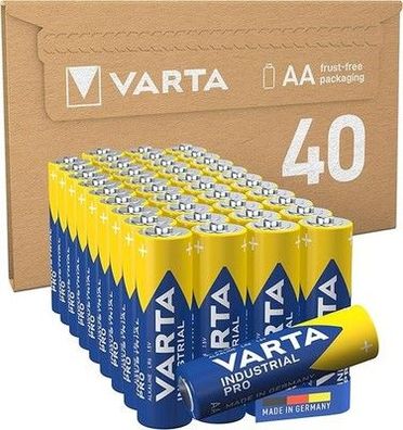 VARTA Batterien AA Industrial Pro, Alkaline Batterie, 1,5V, Vorratspack 40 Stück
