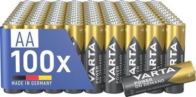 VARTA Batterien AA, 100 Stück, Power on Demand, Alkaline, 1,5V, Vorratspack