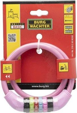 Burg-Wächter Fahrradschloss mit Zahlenschloss, 65 cm lang, Ø10 mm, Spiralschloss