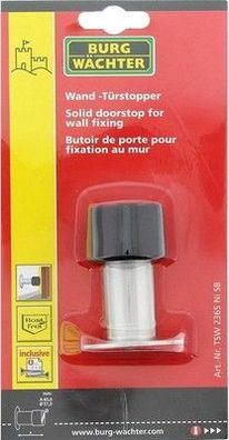 BURG Wächter Wand-Türstopper, Höhe: 65 mm, TSW 2365 Ni SB, Edelstahl/Gummi, Grau
