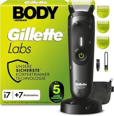 GilletteLabs i7 Body + Intimate Trimmer Herren SkinFirst-Technologie LED-Licht