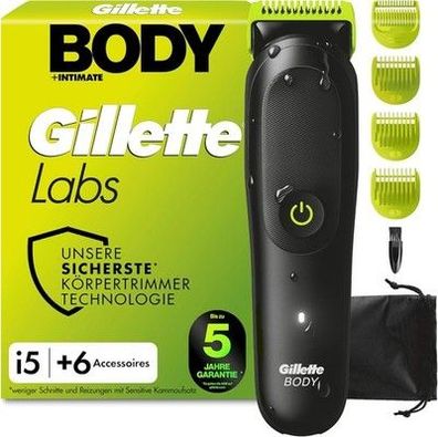 GilletteLabs i5 Body + Intimate Trimmer Herren mit SkinFirst-Technologie - Grün