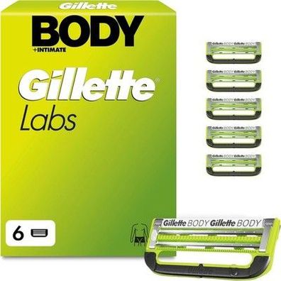 GilletteLabs Body & Intimate Männer Rasierklingen— 6 Original Ersatzklingen