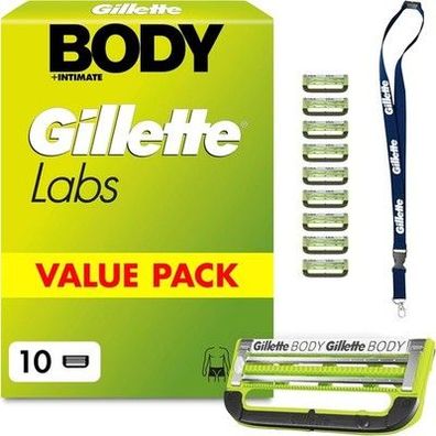 GilletteLabs Body & Intimate Rasierklingen Männer — 10 Original Ersatzklingen